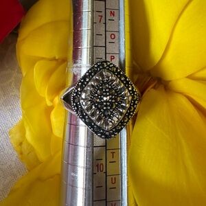 Elegant sterling Silver 925 and Black Women's Ring size 8 & 1/2